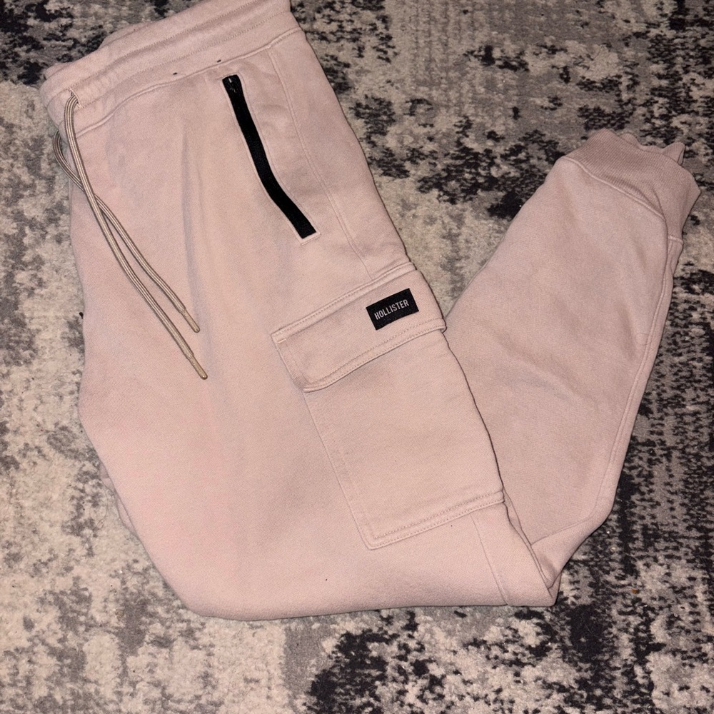 Hollister Light Beige Joggers with Black Accents